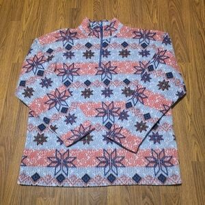 VTG 90s Higher State Fleece XL Made in Canada Nordic Snowflake Print Retro Ski